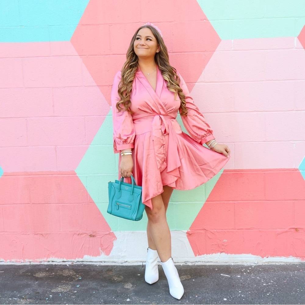 NEW Pink Wrap Front Dress